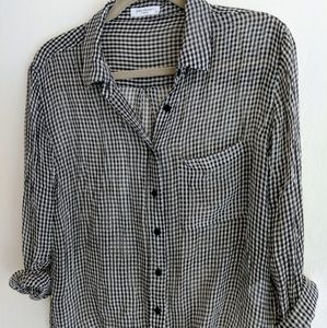 Button up Gingham Silk tied blouse